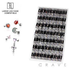 126 PCS OF ASSORTED 316L SURGICAL STEEL BAR CARTILAGE BARBELLS PANEL